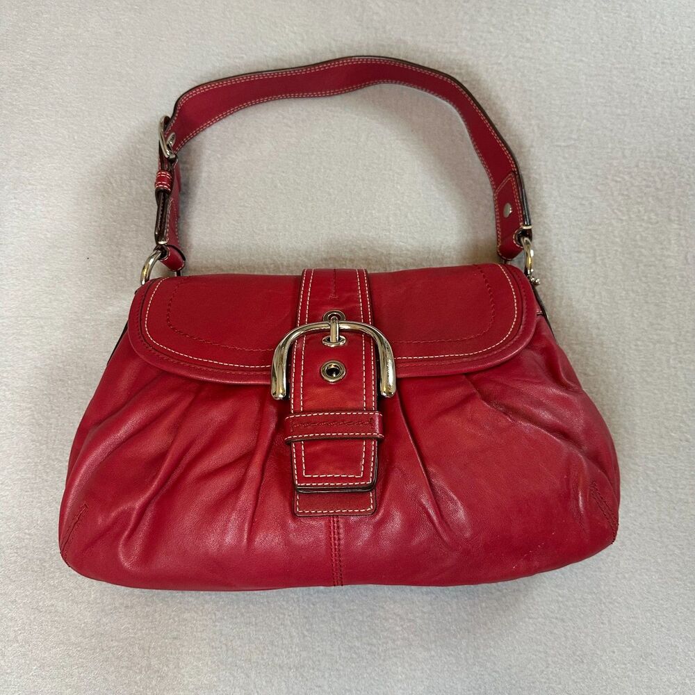 Cherry Red Y2K Vintage-Style Coach Boho Purse 15204 Quiet Luxury Classic Leather
